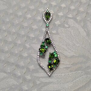 Pendant Tsavorite Chrome Diopside with CZ Accents 925 RARE!